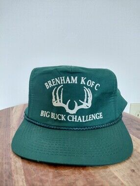 VINTAGE 90's Brenham K Of C Big Buck Challenge Hunting Outdoors Dark Green Hat O